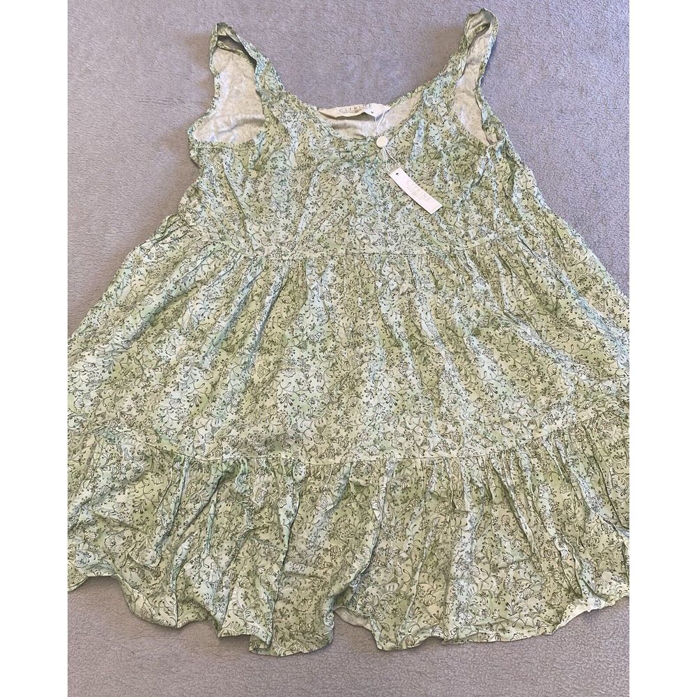 Citrine Swim Dress Medium Green Floral Playa Free People Mini Beach Cover Up NEW